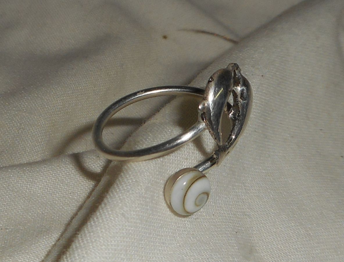 925 Sterling zilveren dolfijn ring met St. Lucia oog