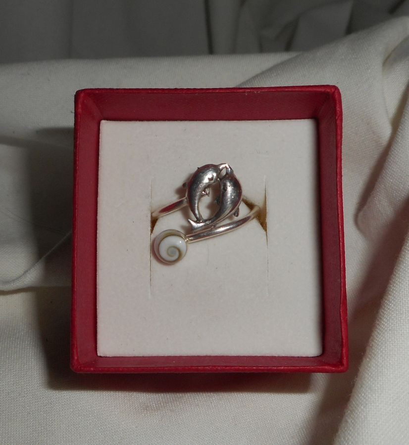 925 Sterling zilveren dolfijn ring met St. Lucia oog
