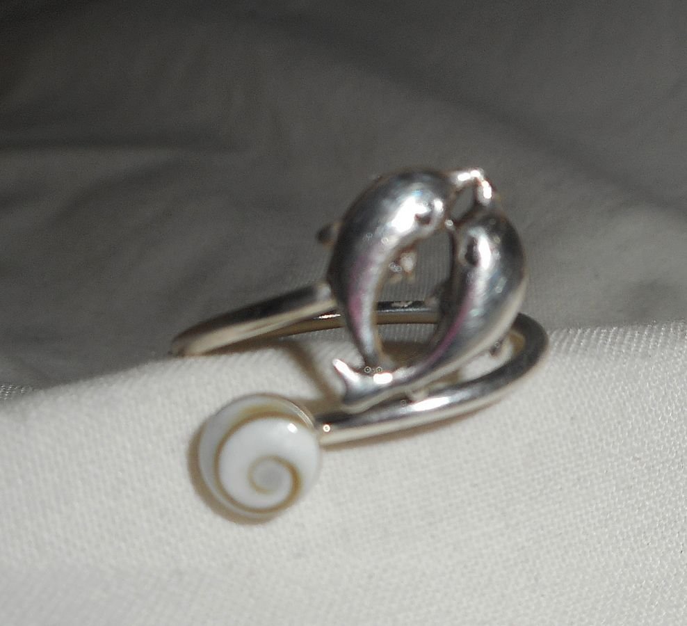 925 Sterling zilveren dolfijn ring met St. Lucia oog