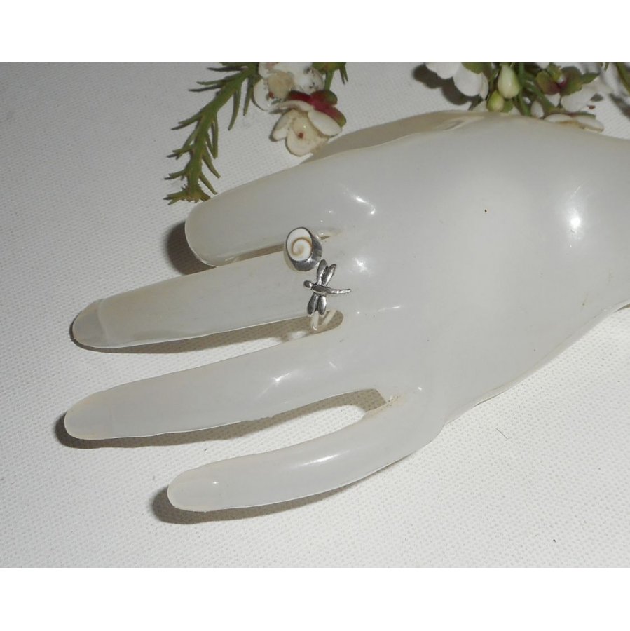 Originele 925 Sterling Zilveren Ring met St. Lucia's Oog en Libelle