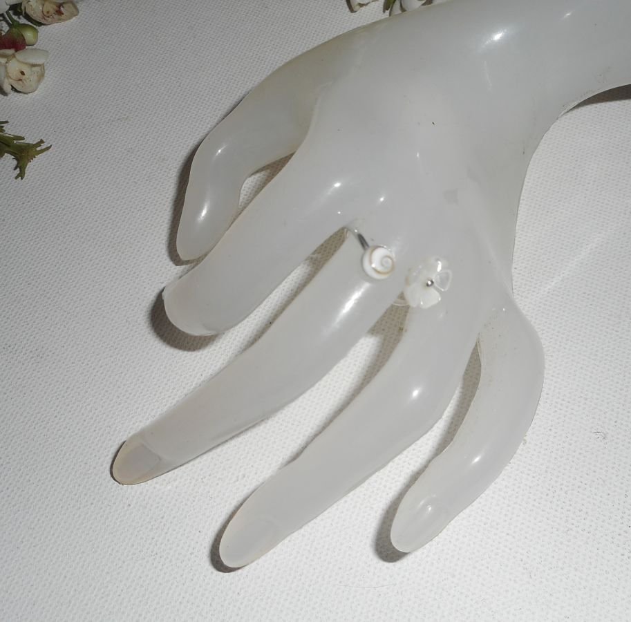Originele 925 Sterling Zilveren Ring met Parelmoer Bloem en St. Lucia Oog
