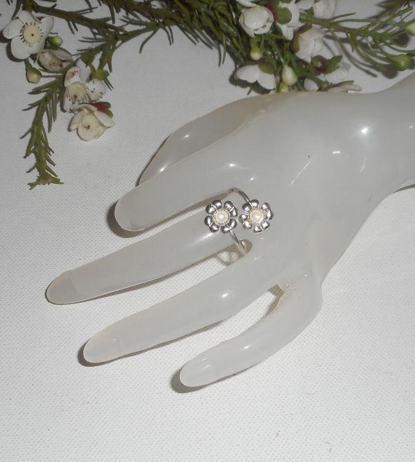 Originele 925 zilveren ring met bloemen en wit Swarovski kristal