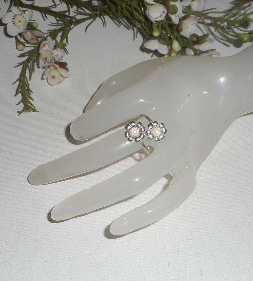 Originele 925 zilveren ring met bloemen en wit Swarovski kristal