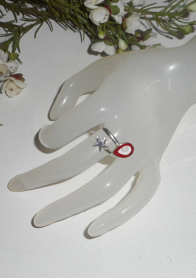 Originele 925 zilveren ring met zeester en St. Lucia oog