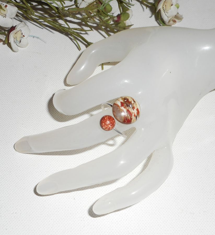 Originele 925 Sterling Zilveren Ring met Jaspissteen en Bruine Agaat