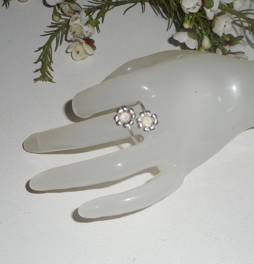 Originele 925 zilveren ring met bloemen en wit Swarovski kristal
