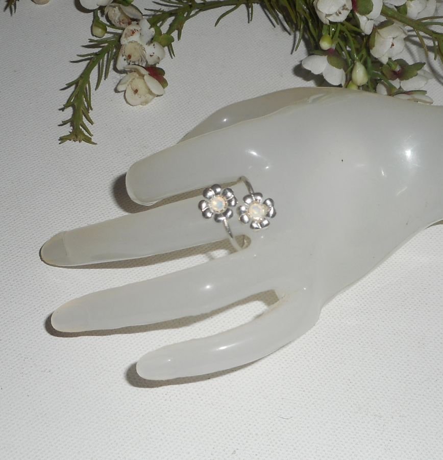 Originele 925 zilveren ring met bloemen en wit Swarovski kristal