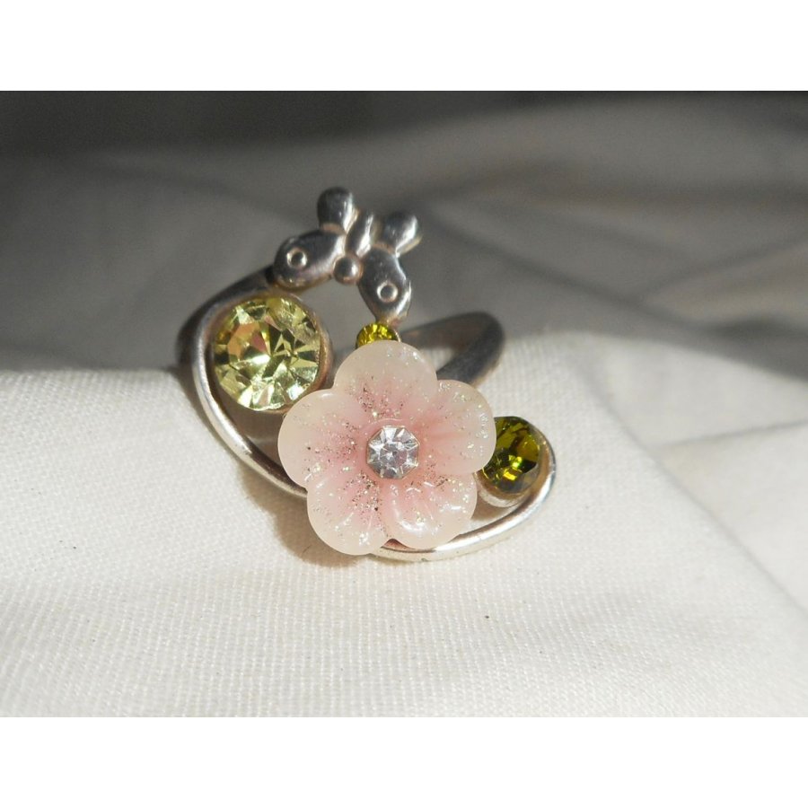 Originele 925 zilveren ring met roze bloem en Swarovski kristal