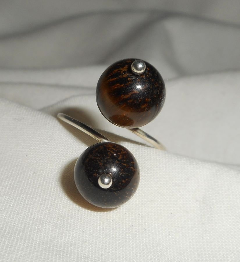 Originele 925 zilveren ring met bruine tijgeroog stenen