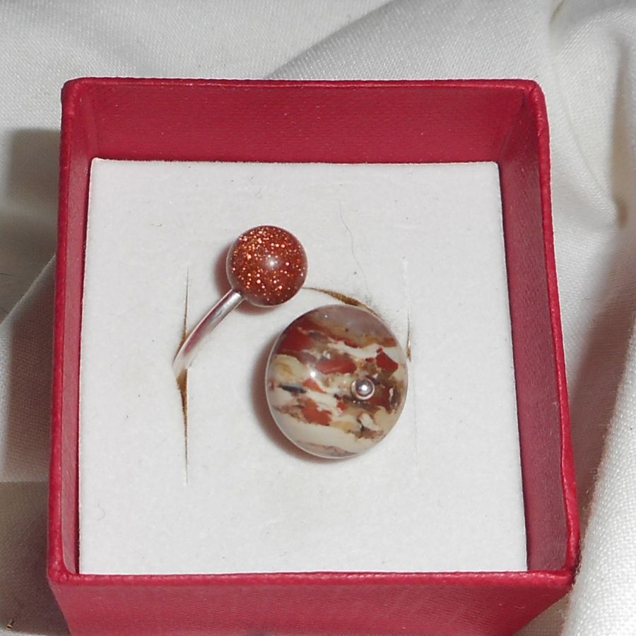 Originele 925 Sterling Zilveren Ring met Jaspissteen en Bruine Agaat
