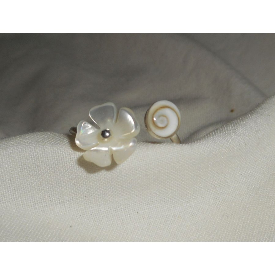 Originele 925 Sterling Zilveren Ring met Parelmoer Bloem en St. Lucia Oog