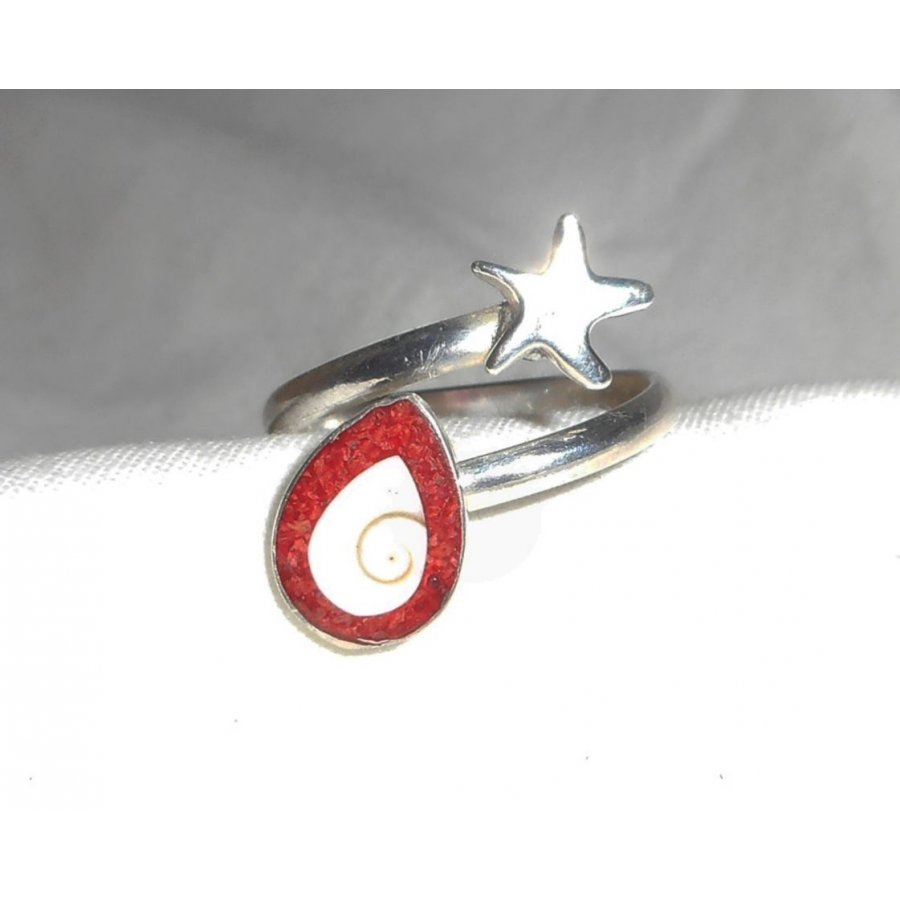 Originele 925 zilveren ring met zeester en St. Lucia oog
