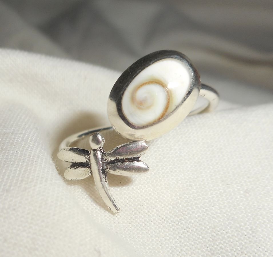 Originele 925 Sterling Zilveren Ring met St. Lucia's Oog en Libelle