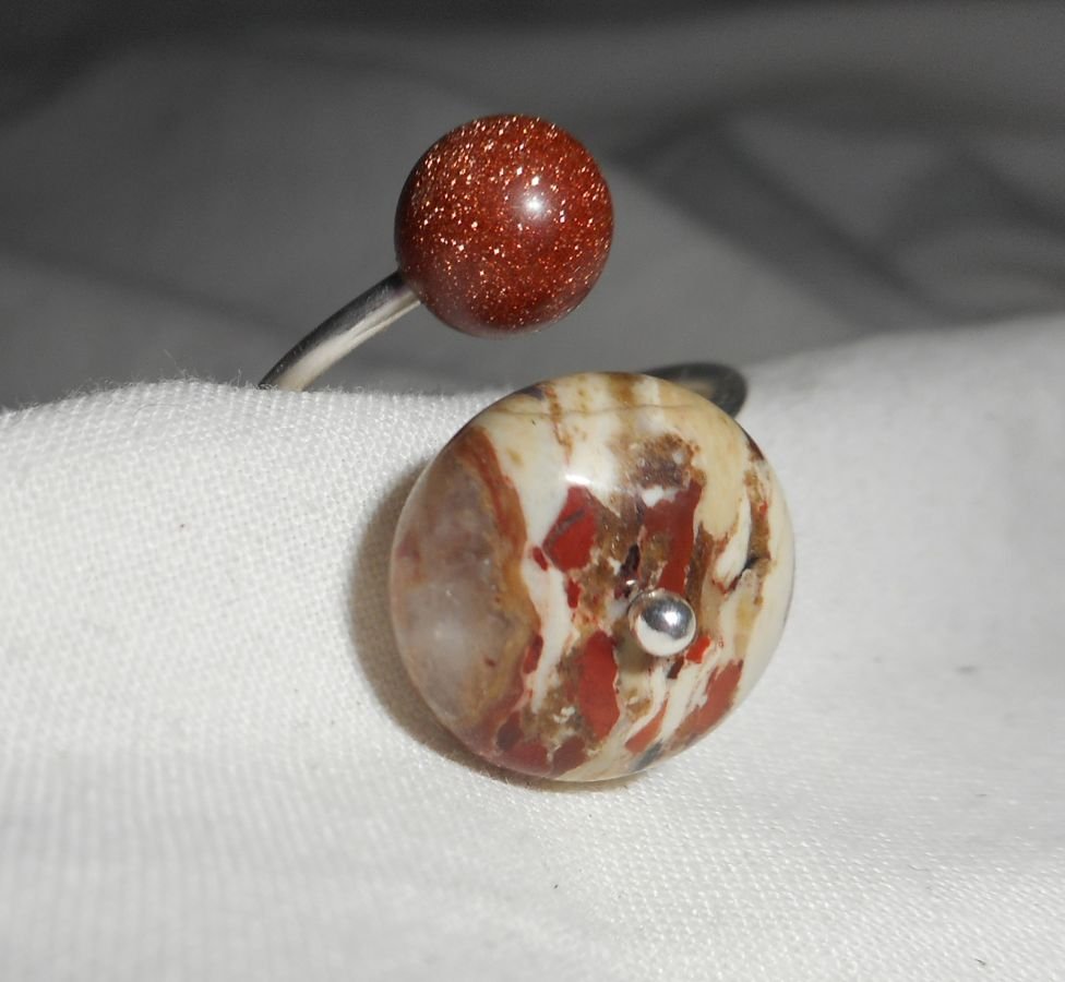 Originele 925 Sterling Zilveren Ring met Jaspissteen en Bruine Agaat