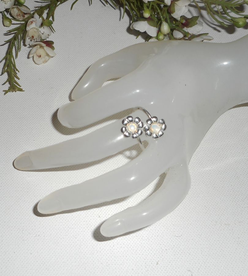 Originele 925 zilveren ring met bloemen en wit Swarovski kristal