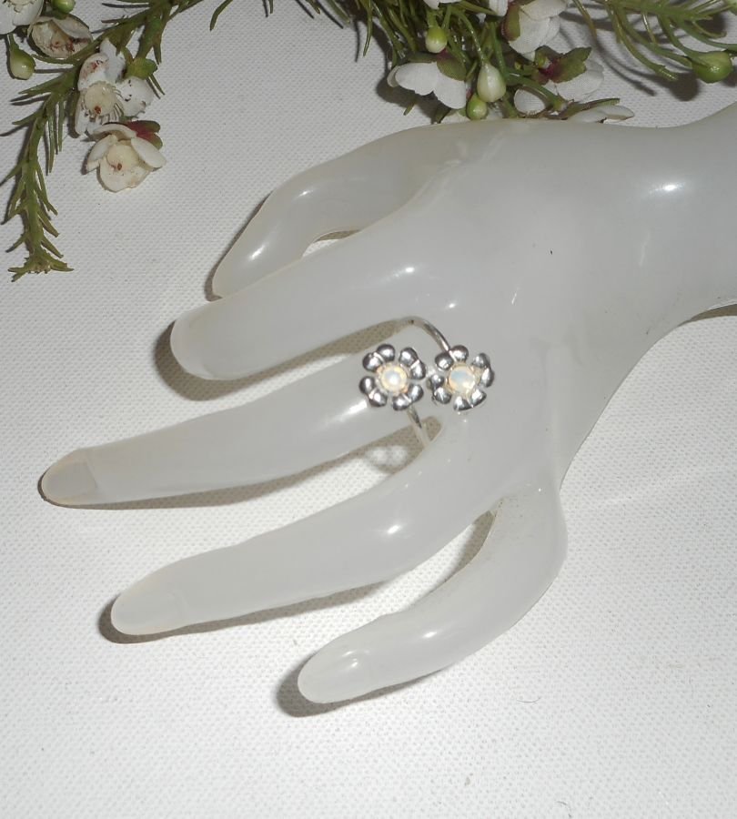 Originele 925 zilveren ring met bloemen en wit Swarovski kristal