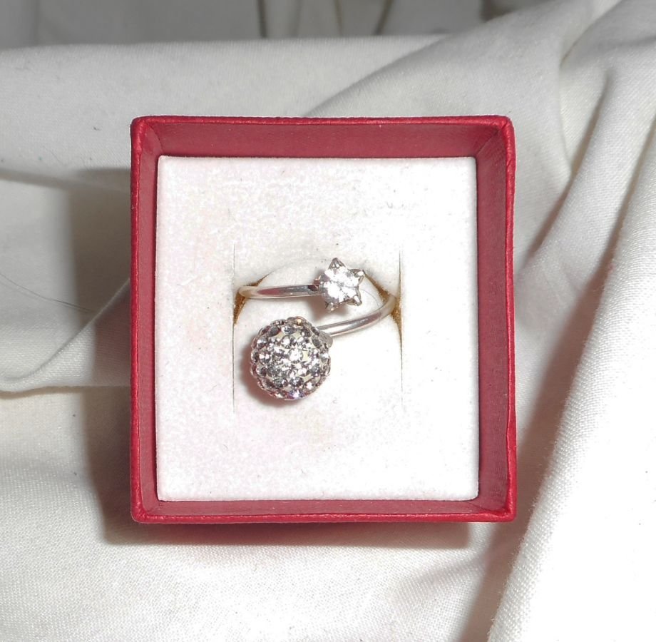 Originele Swarovski Dubbele Kristal Ring in 925 Sterling Zilver