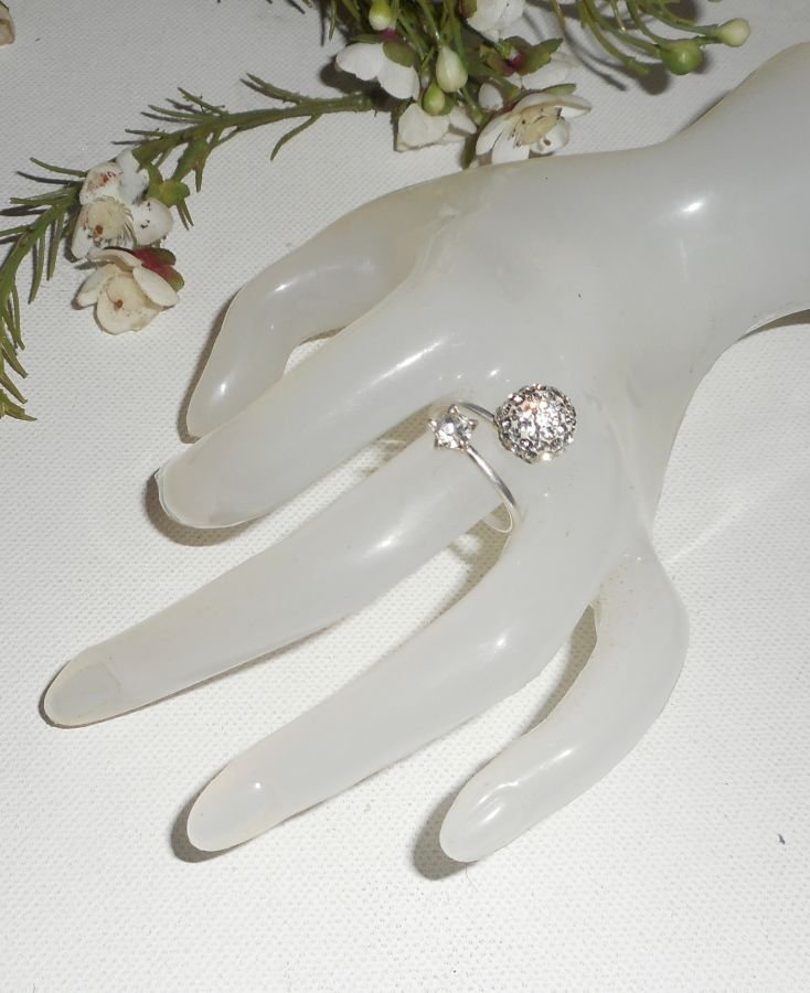 Originele Swarovski Dubbele Kristal Ring in 925 Sterling Zilver