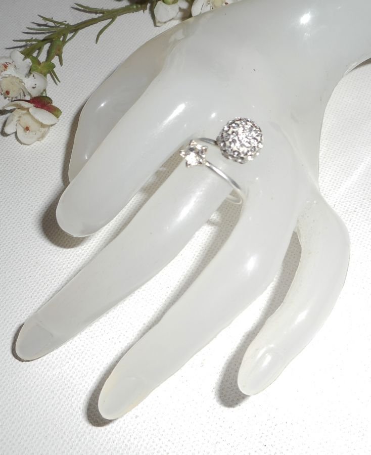 Originele Swarovski Dubbele Kristal Ring in 925 Sterling Zilver