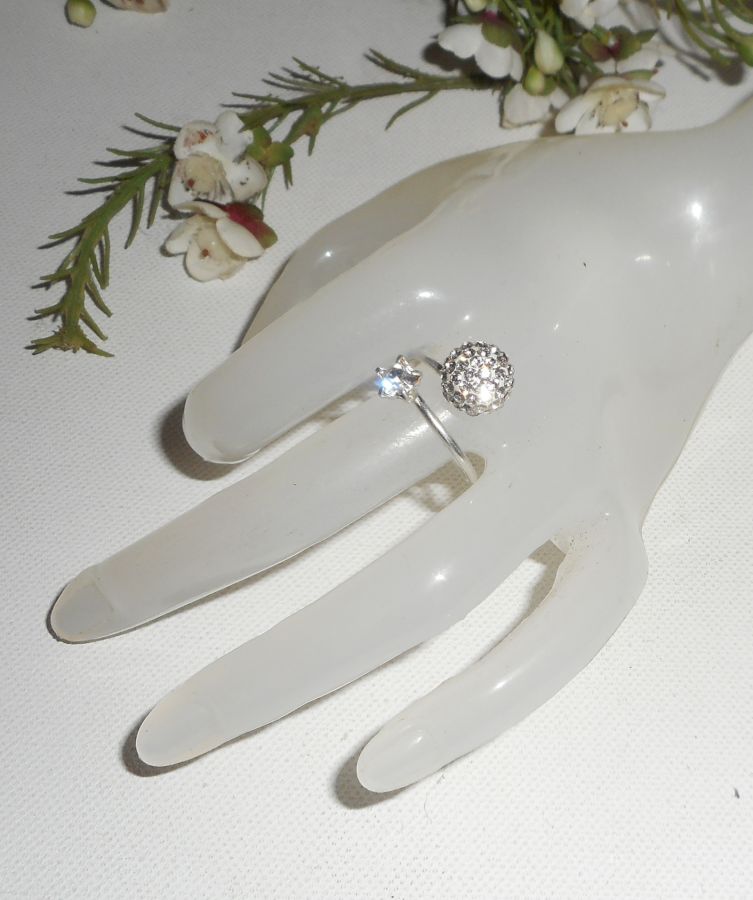 Originele Swarovski Dubbele Kristal Ring in 925 Sterling Zilver
