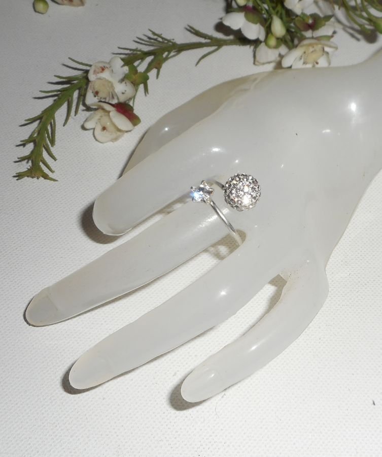 Originele Swarovski Dubbele Kristal Ring in 925 Sterling Zilver