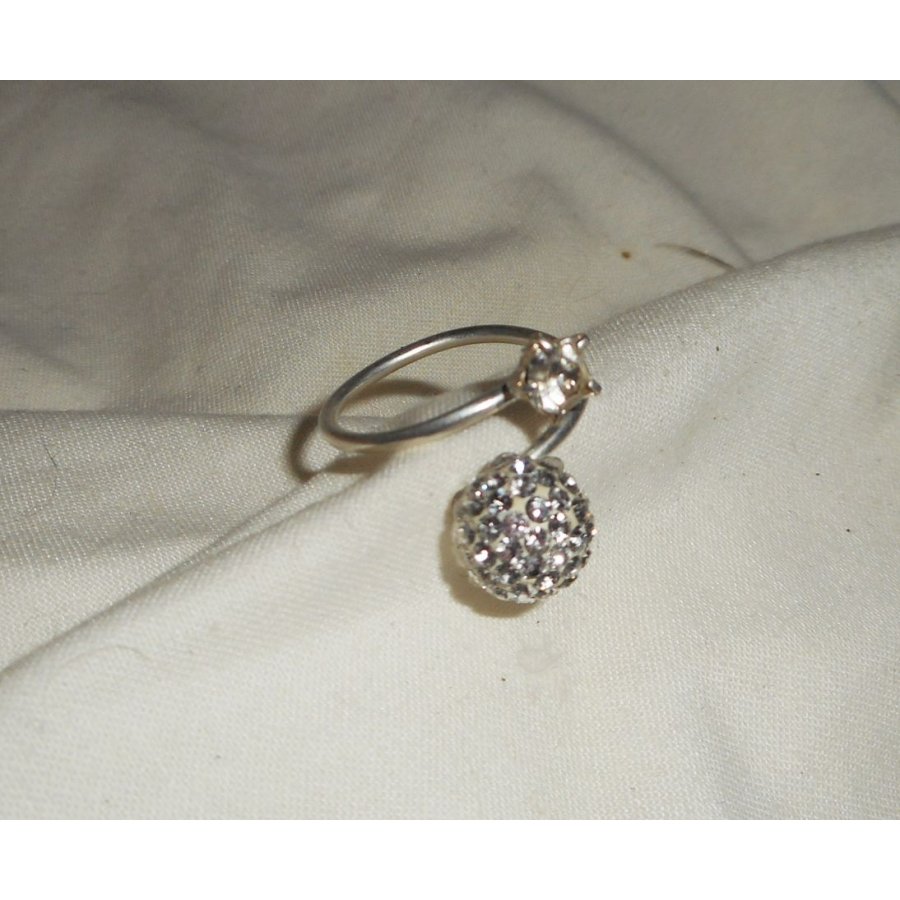 Originele Swarovski Dubbele Kristal Ring in 925 Sterling Zilver