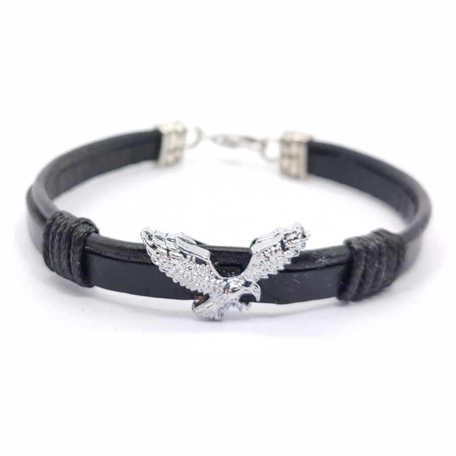 Arend armband op lederen koord 