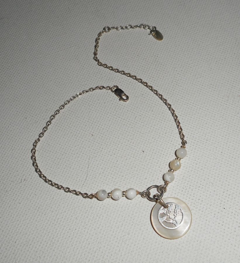 Originele 925 zilveren armband/enkelketting met parelmoer en levensboom