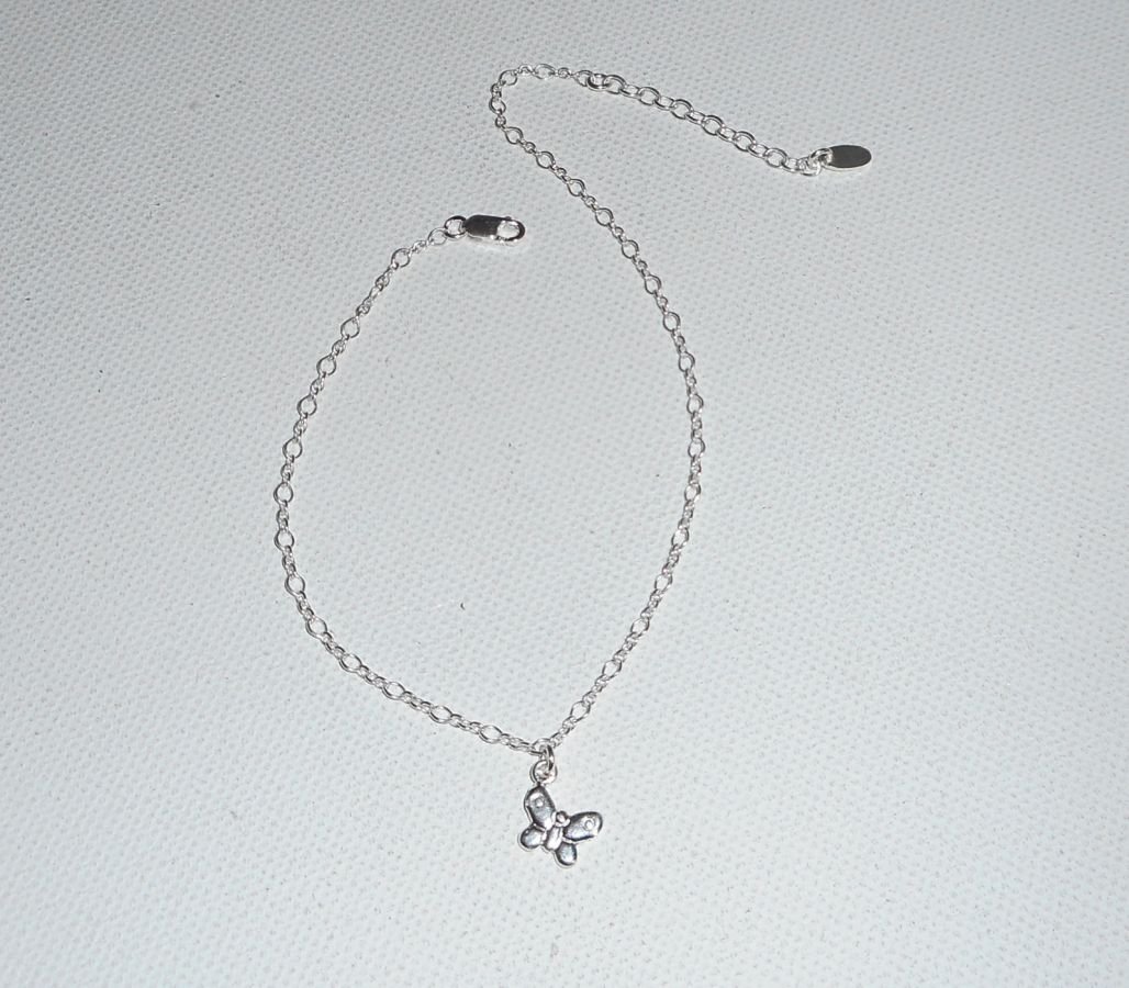 Enkelbandje met vlinder aan 925 zilveren ketting