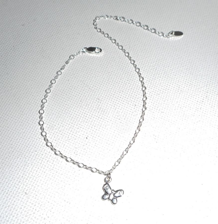 Enkelbandje met vlinder aan 925 zilveren ketting