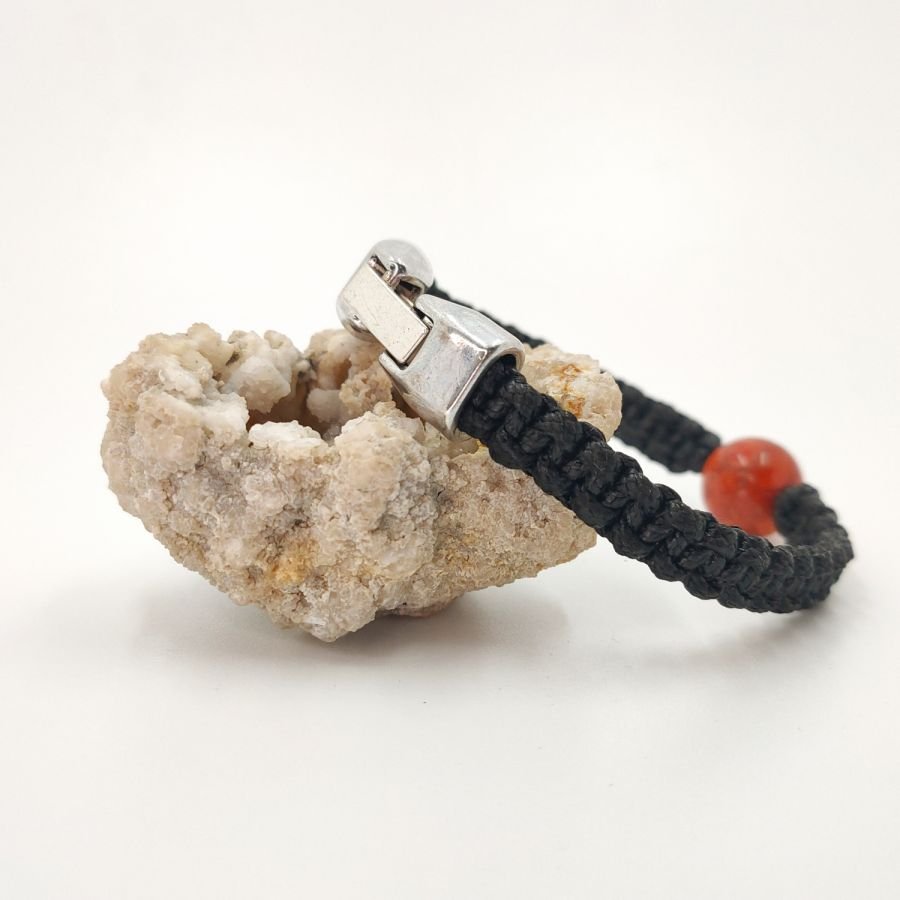 Geweven touw armband met oranje gorgon kraal