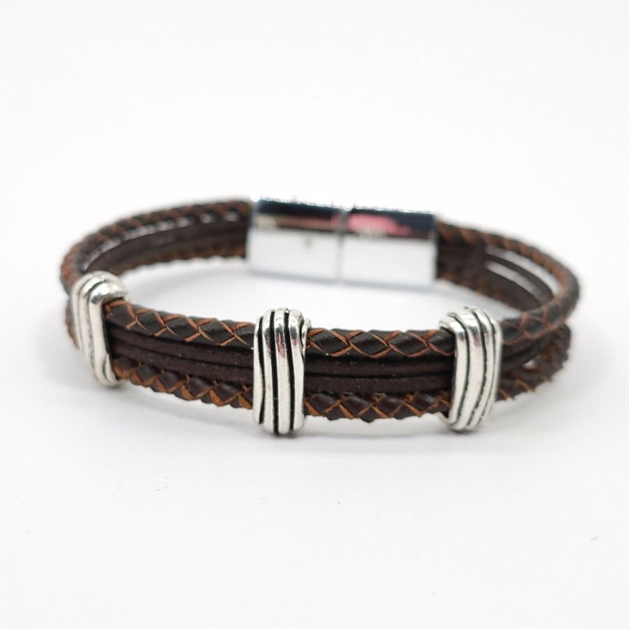 Bruine lederen armband voor mannen