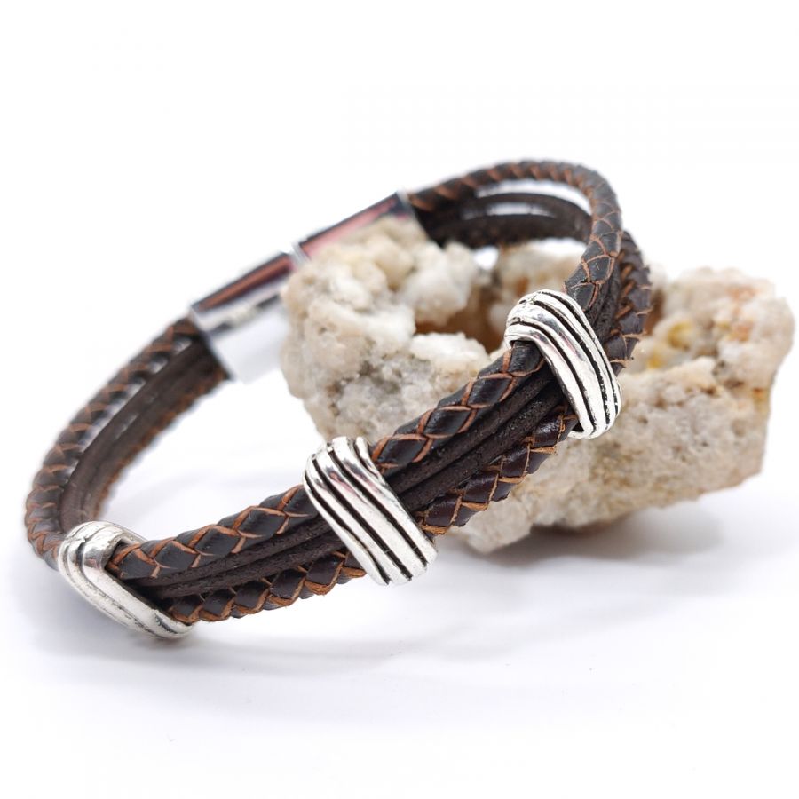 Bruine lederen armband voor mannen