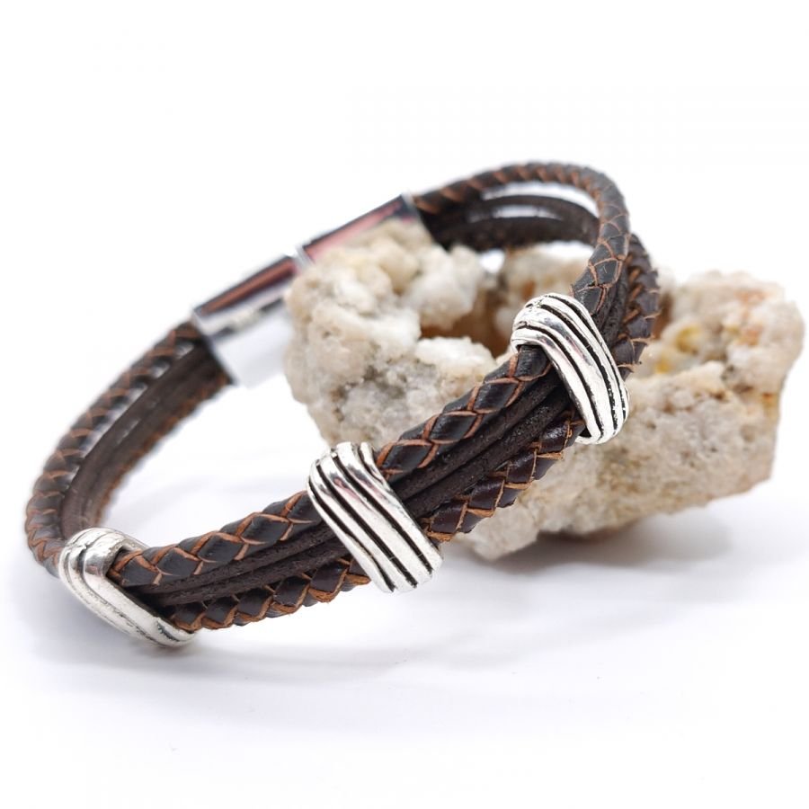 Bruine lederen armband voor mannen
