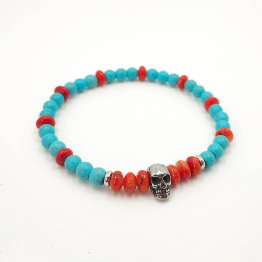 Gorgon en turkooizen armband met roestvrij stalen schedel