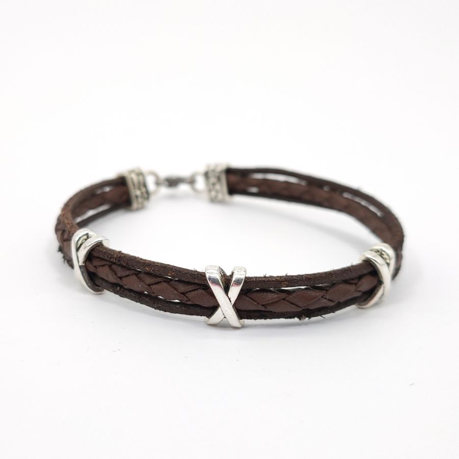 Herenarmband in bruin leer