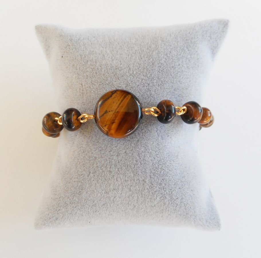 Tijgeroog en roestvrij stalen armband