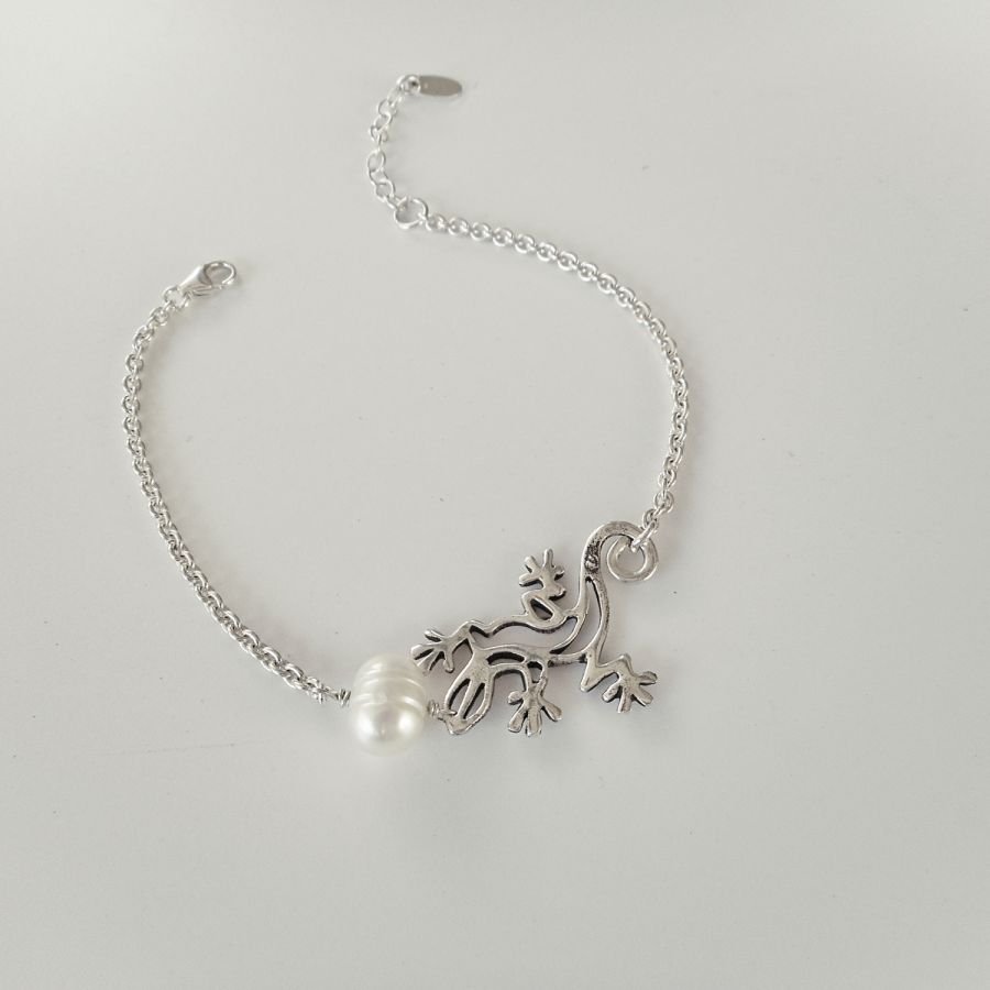 Gekweekte parel en geiko armband aan 925 zilveren ketting