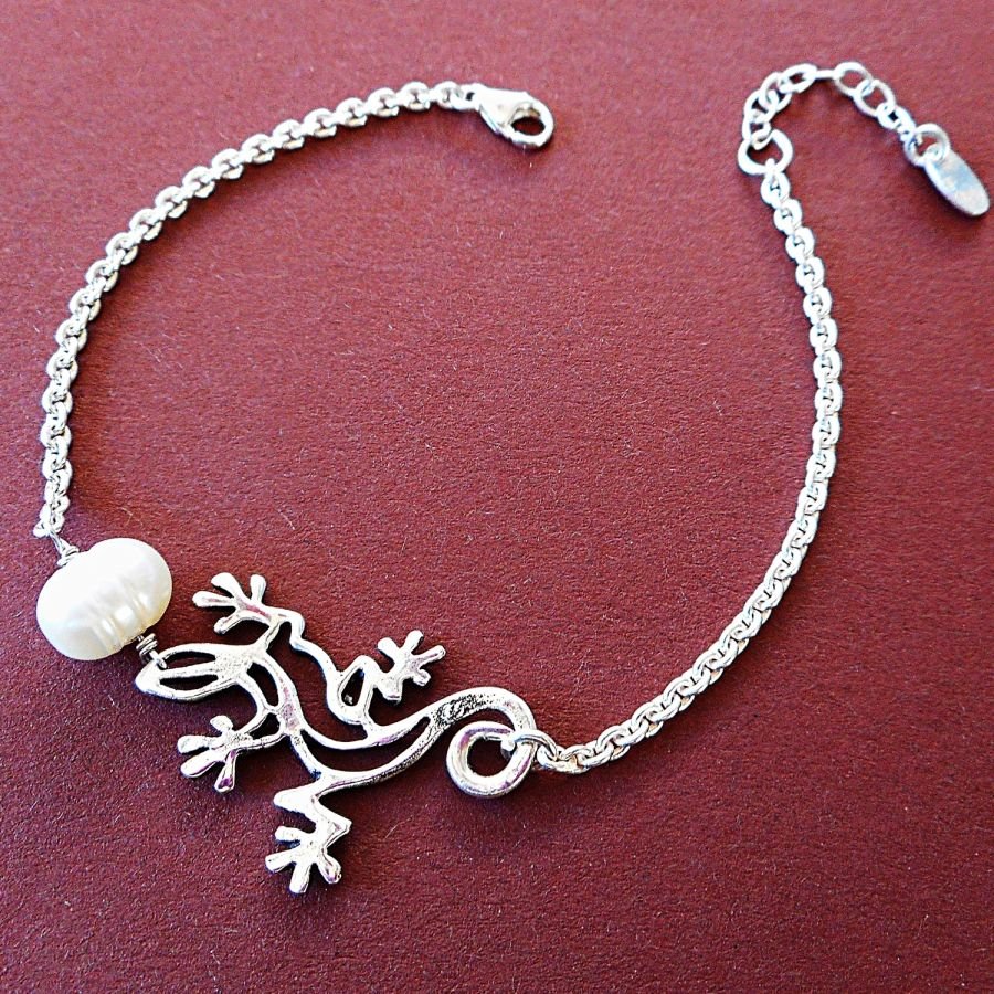 Gekweekte parel en geiko armband aan 925 zilveren ketting