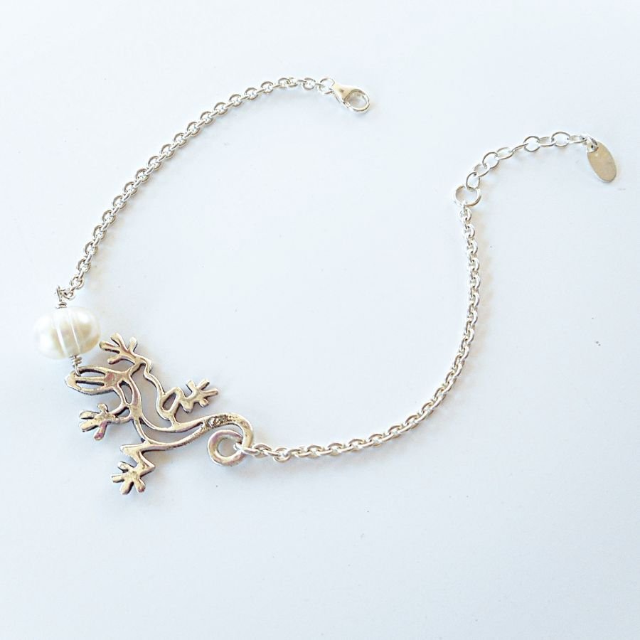 Gekweekte parel en geiko armband aan 925 zilveren ketting