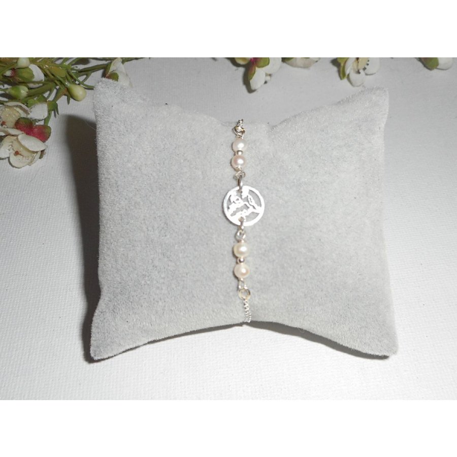Gekweekte parelarmband met levensboom in zilver 925