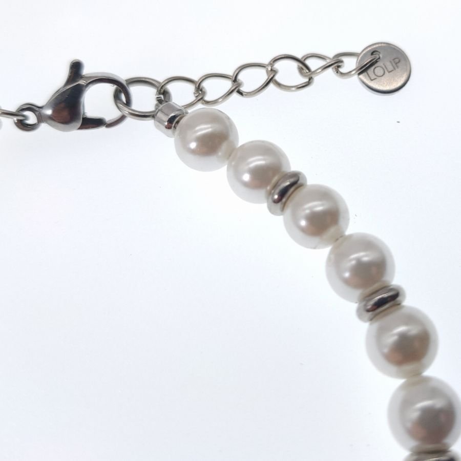 Witte gekweekte parel en roestvrij stalen armband