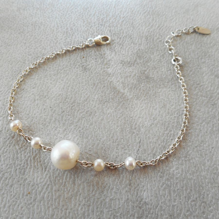 Gekweekte parel armband aan 925 zilveren ketting