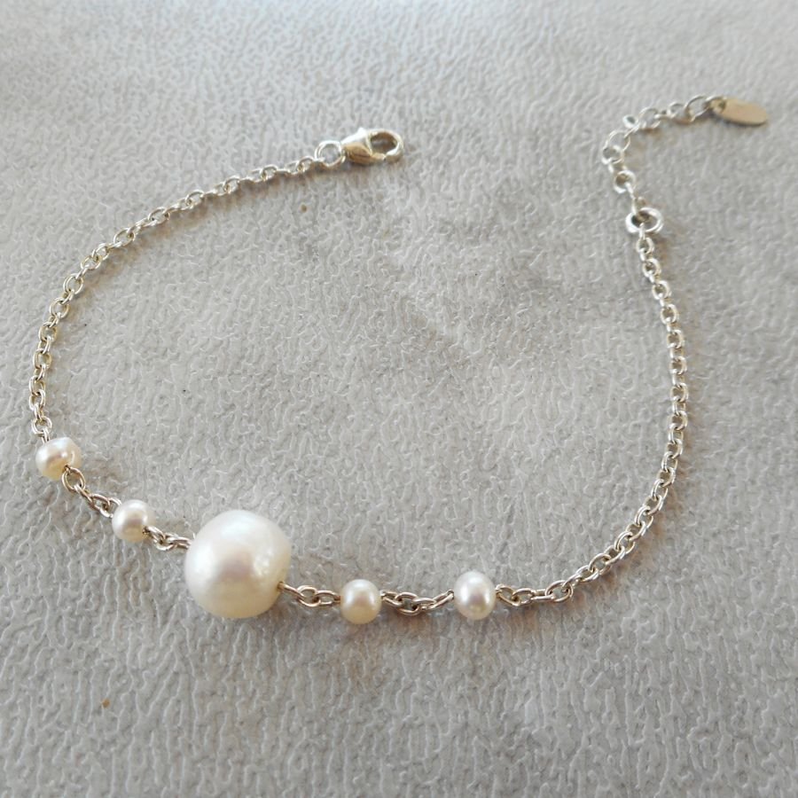 Gekweekte parel armband aan 925 zilveren ketting