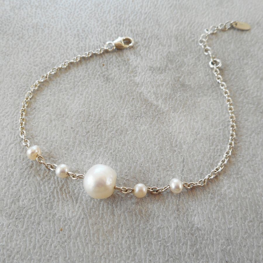 Gekweekte parel armband aan 925 zilveren ketting