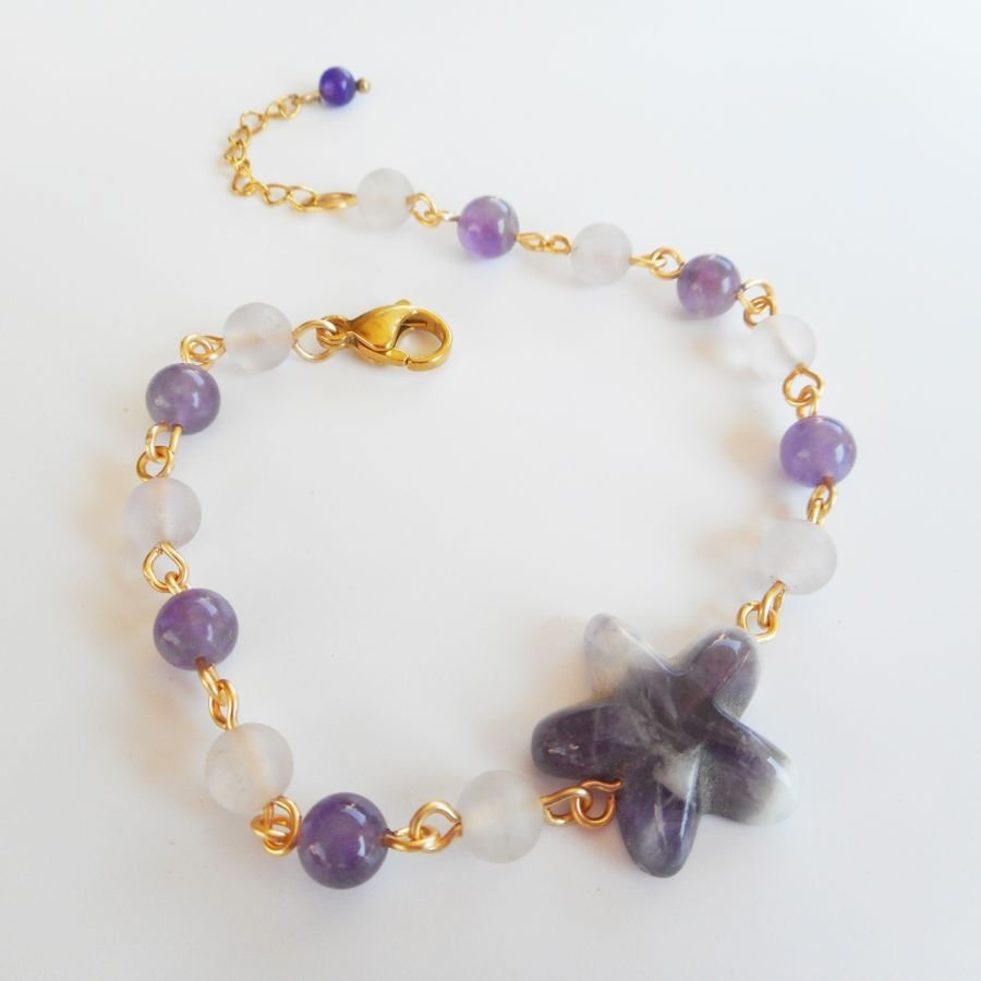 Amethist stenen armband met ster