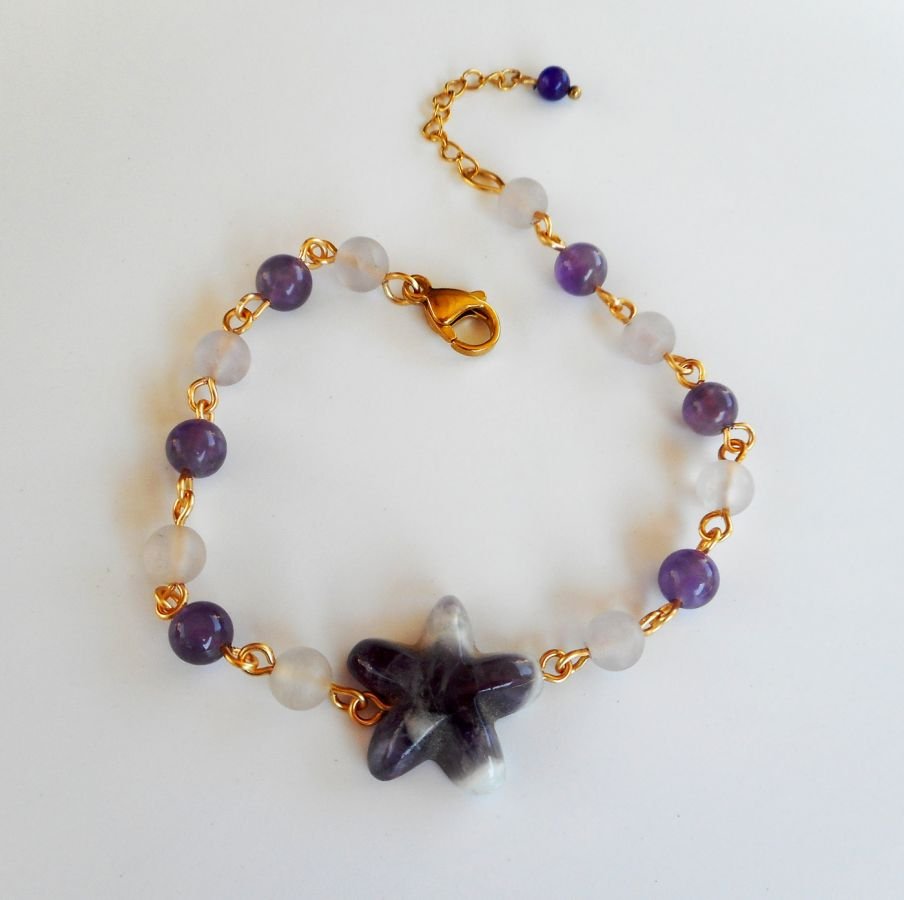 Amethist stenen armband met ster