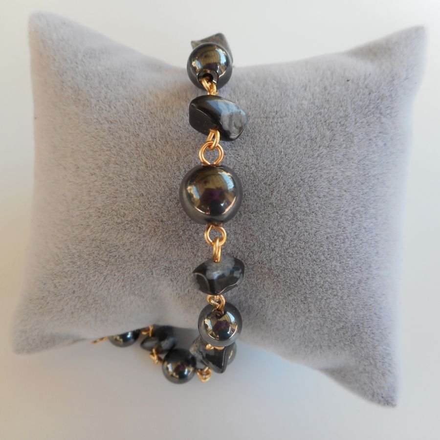 Hematiet en obsidiaan stenen armband