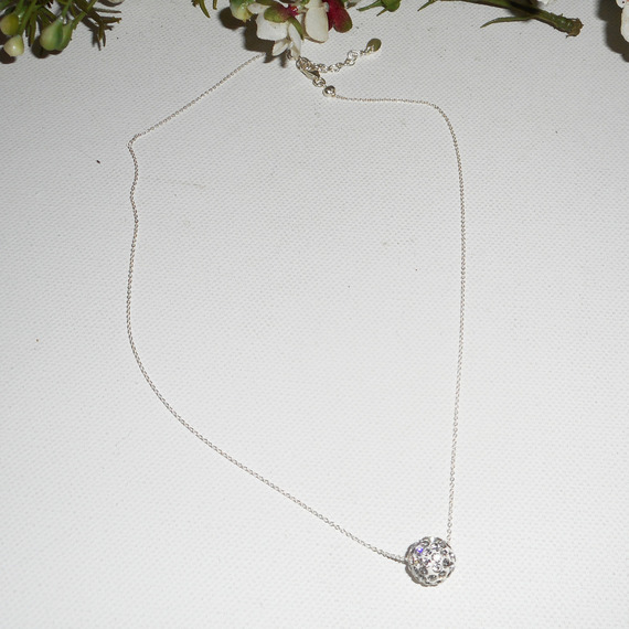 925 zilveren ketting met Swarovski kristallen kralen aan een fijne ketting