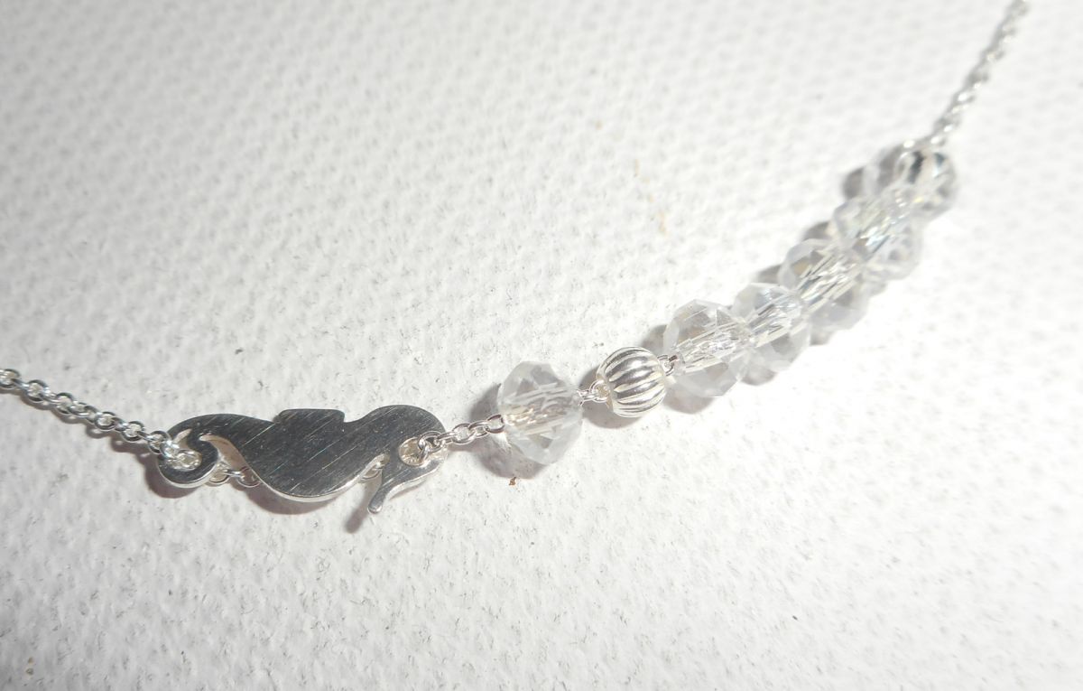 925 zilveren choker ketting met klein zeepaardje en kristallen kralen